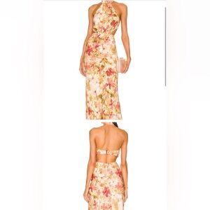 Significant Other - Floral High Neck & Open Back Formal Maxi Dress - Size 6